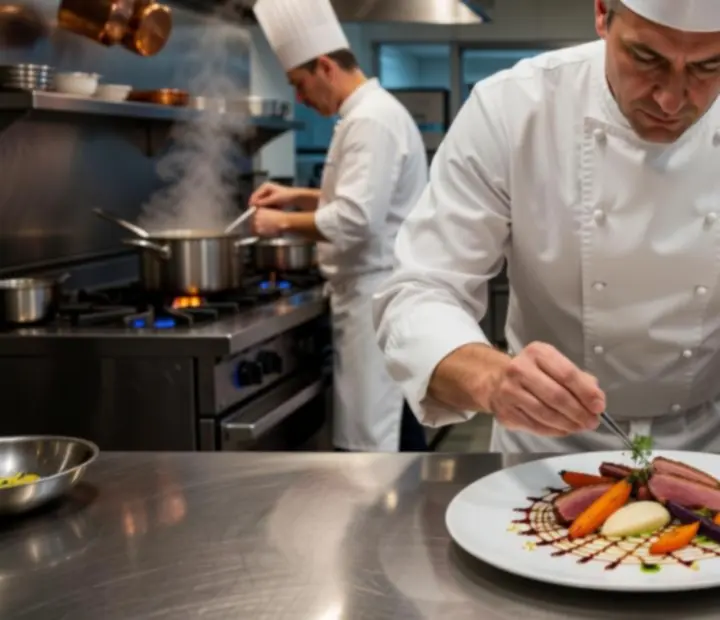 Chef préparant un dîner dégustation à thème