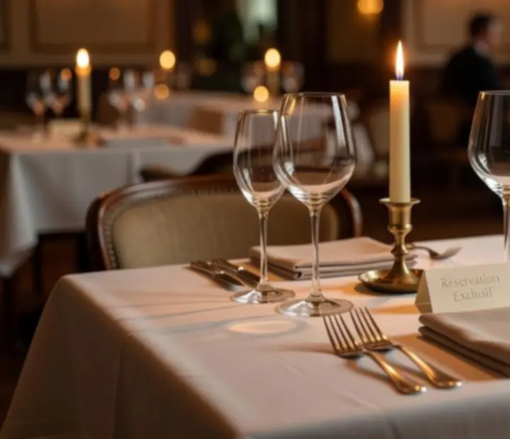 Table réservée pour un dîner aux chandelles dans un restaurant gastronomique