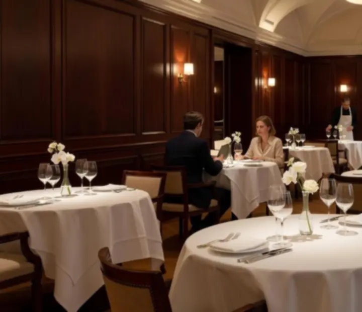 Salle à manger gastronomique élégante éclairée aux chandelles