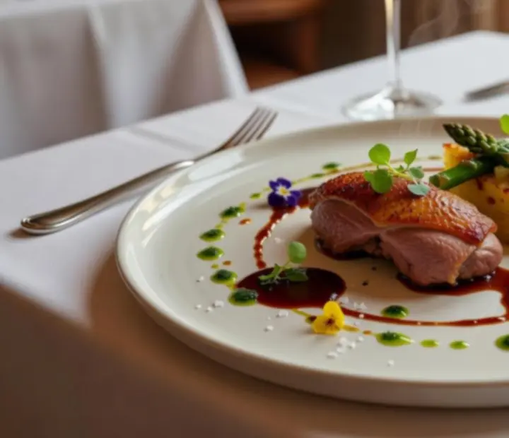 Dressage d'un plat gastronomique par le chef