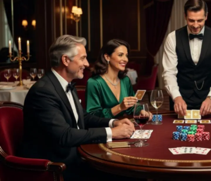 Table de poker élégante préparée pour une soirée privée