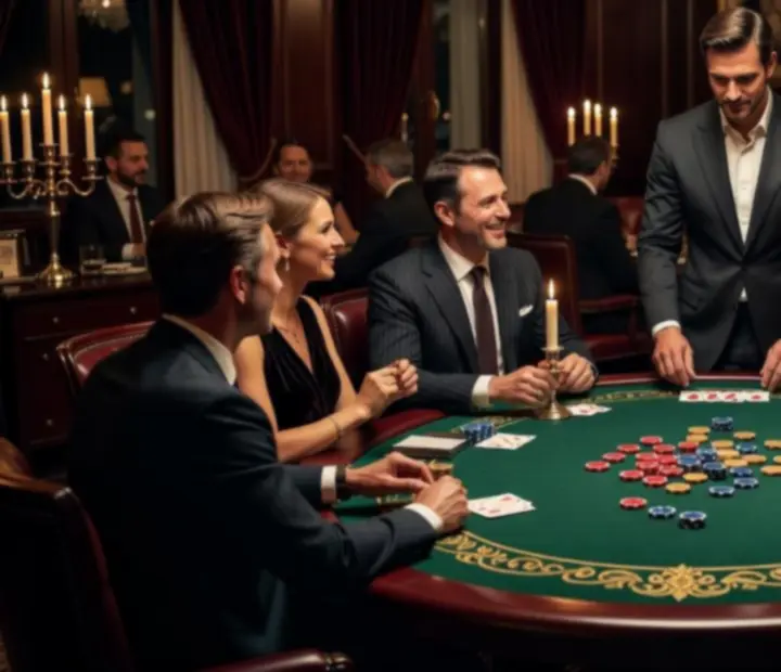 Table de poker élégante avec cartes et jetons symboliques