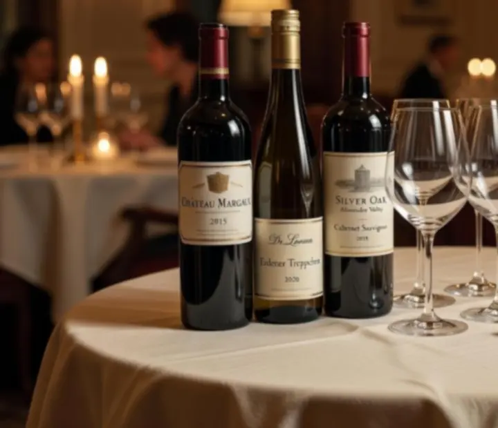 Sélection mensuelle de bouteilles de vin mise en scène sur une table élégante